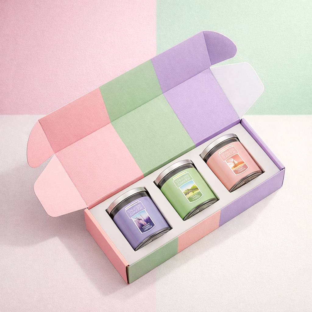 Custom candle gift box sets with foil stamping and magnetic closure packaging