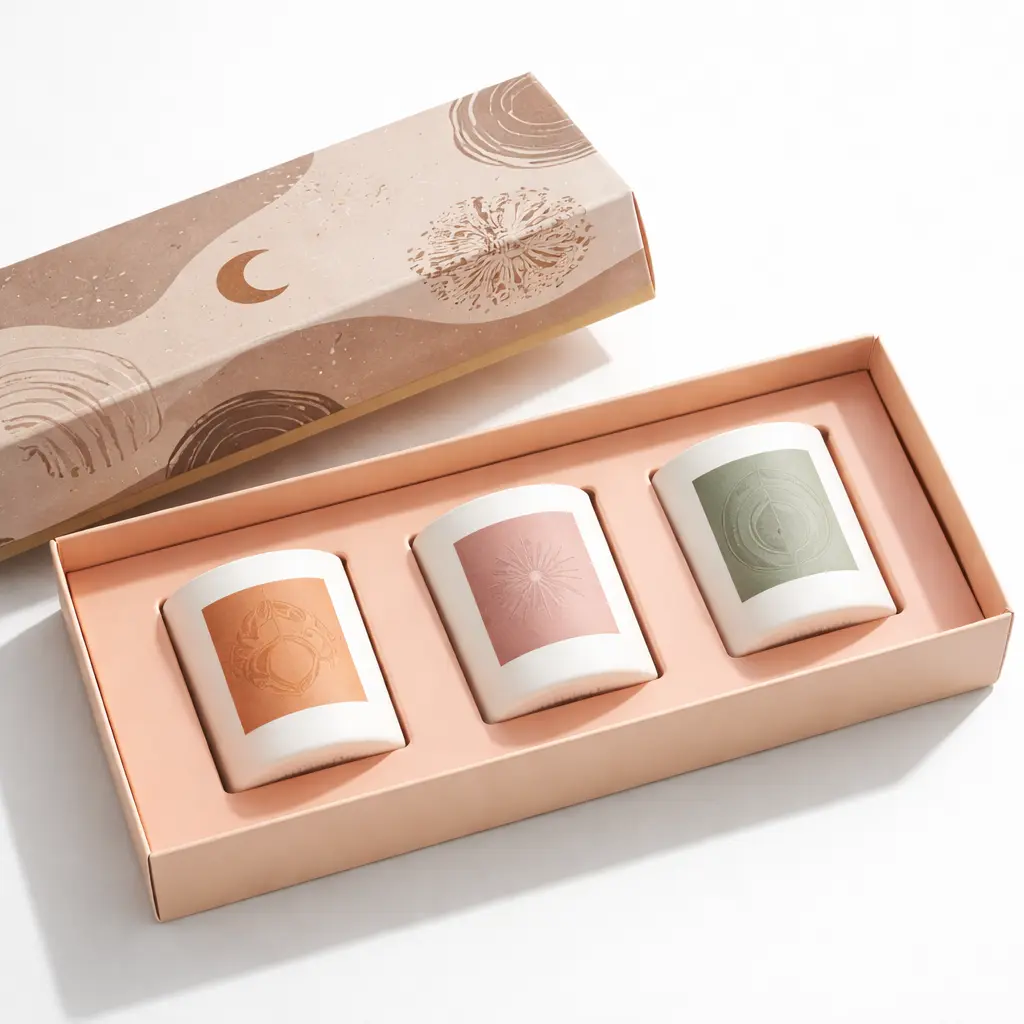 Personalized candle gift boxes with candle jar insert