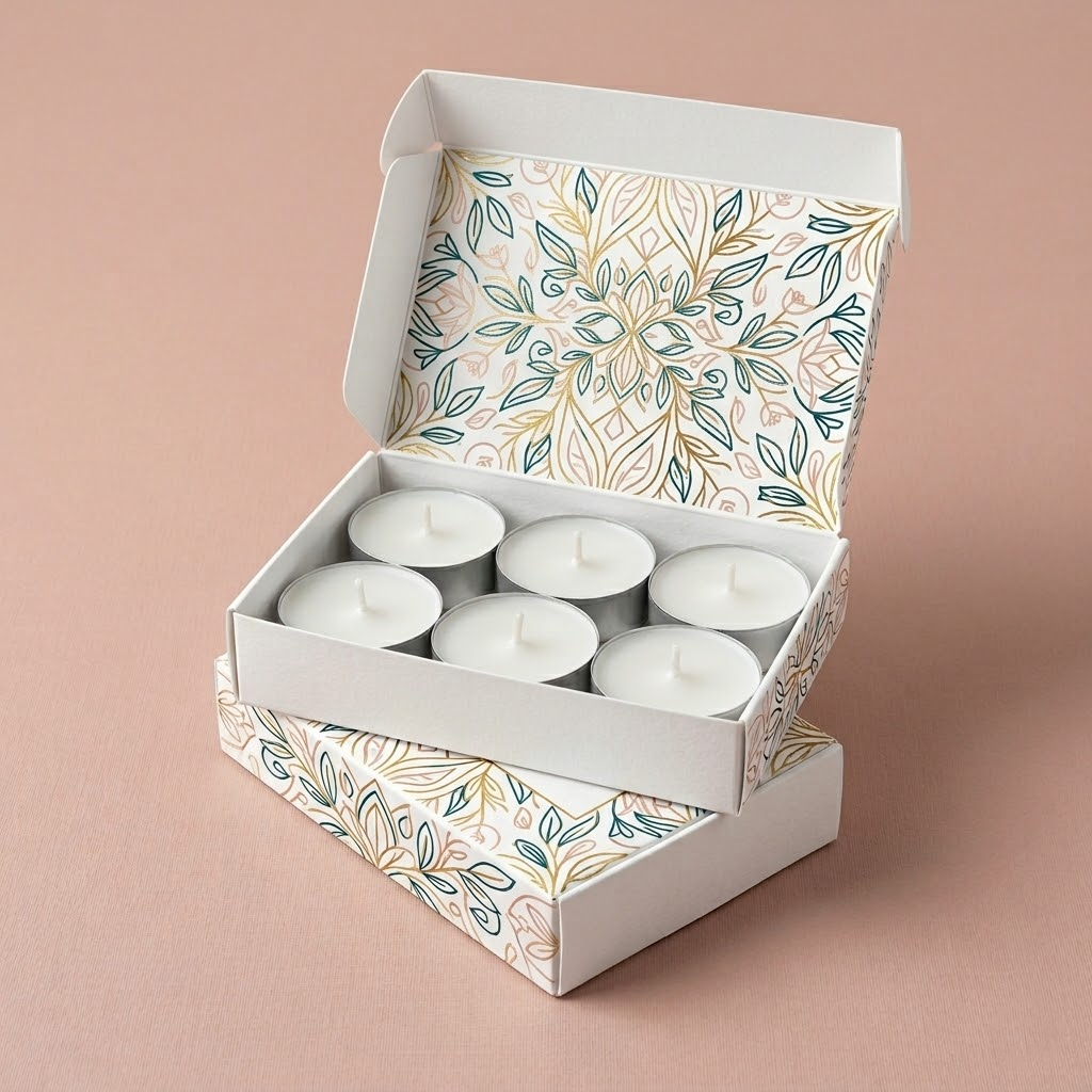 Custom candle packaging boxes for jars, tins and tealight candles made in the USA