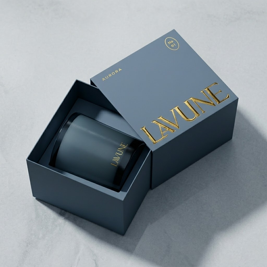 Printed candle packaging boxes with custom logo and branding