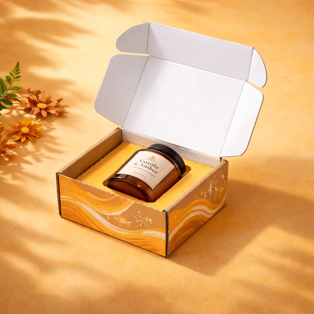 Personalized candle jar packaging box with custom branding